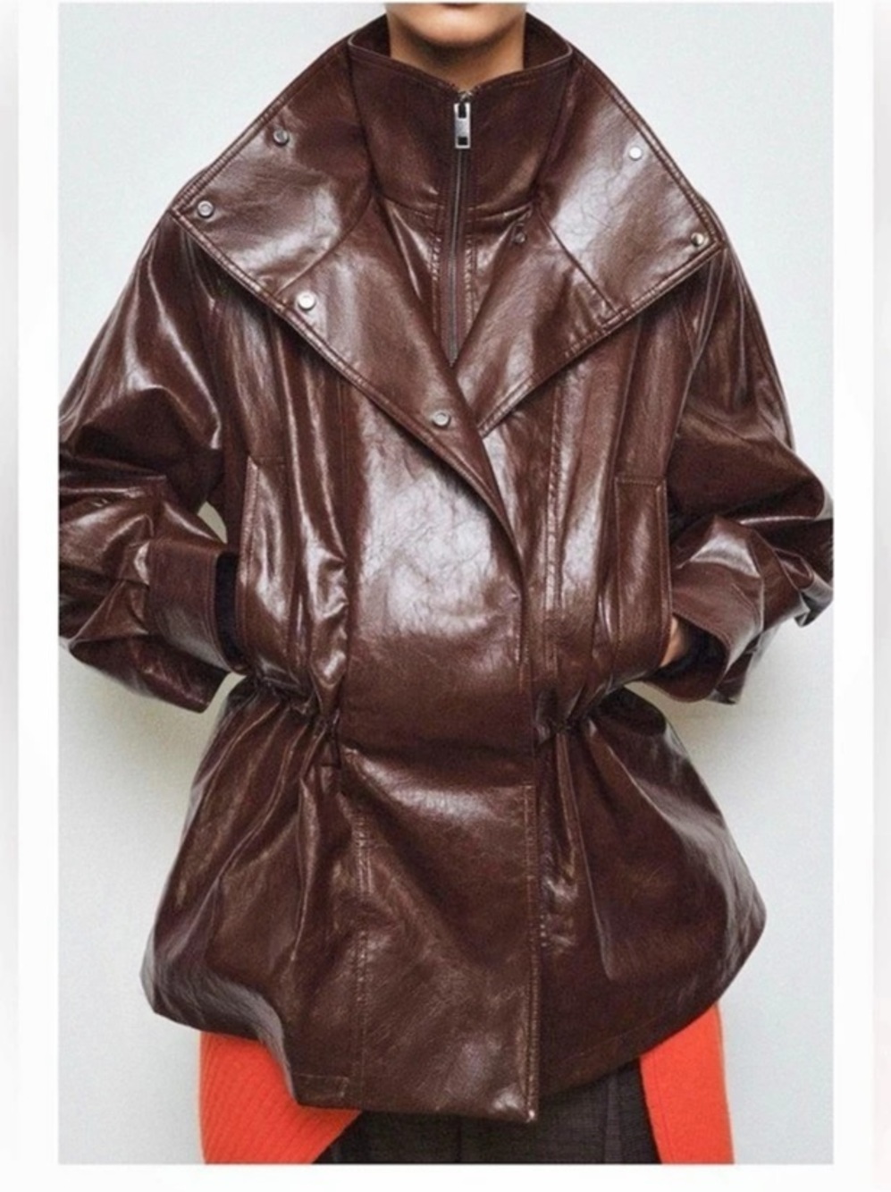 New with tags! Zara Brown Faux Leather Biker Jacket